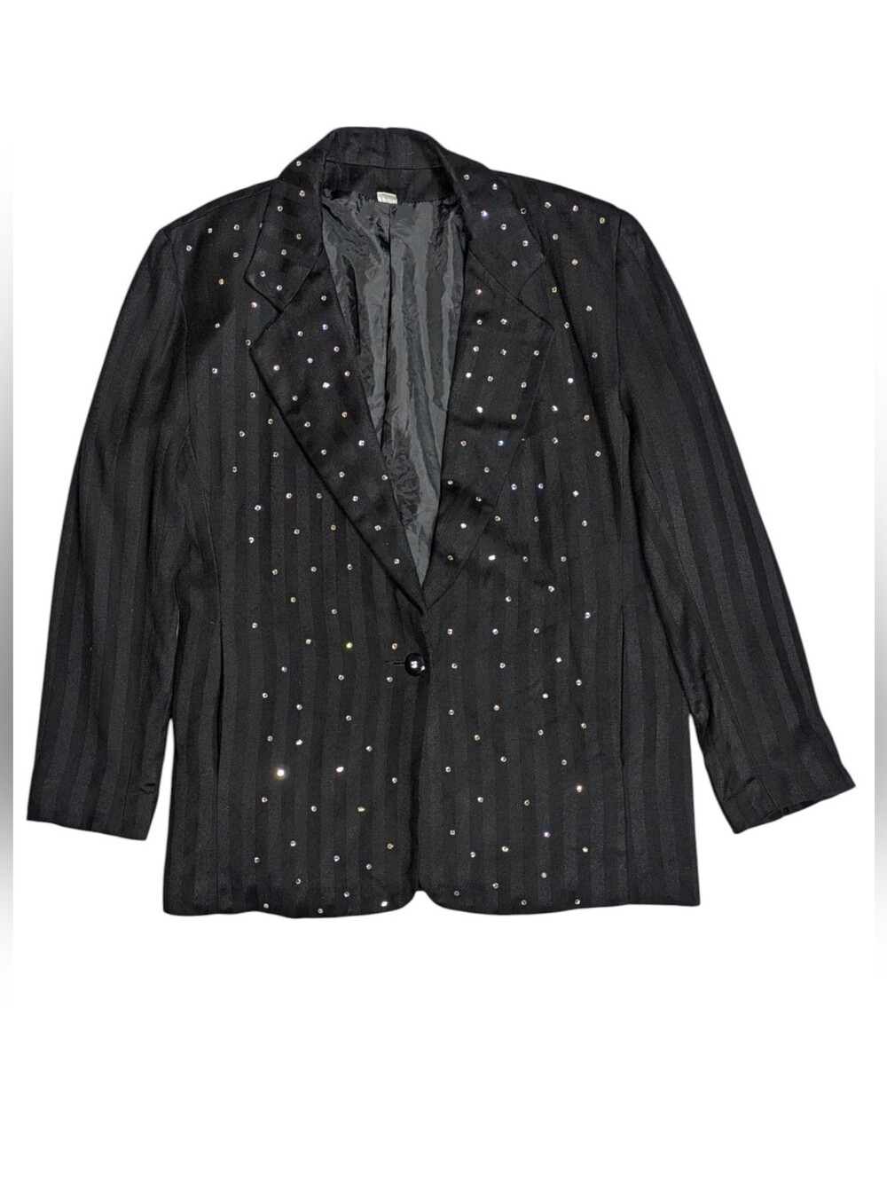 80s Women's Black Embellished Blazer Jacket Size Small